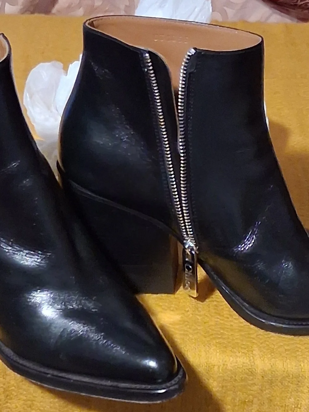 Chloe Black Leather Ankle Booties with Side Zip